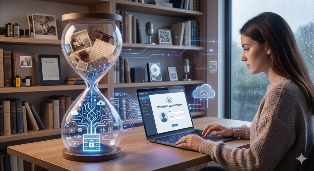 La gestión del legado digital adquiere una relevancia crítica para salvaguardar la memoria, los valores y la trascendencia de un ser querido. Elaborado por Gemini.